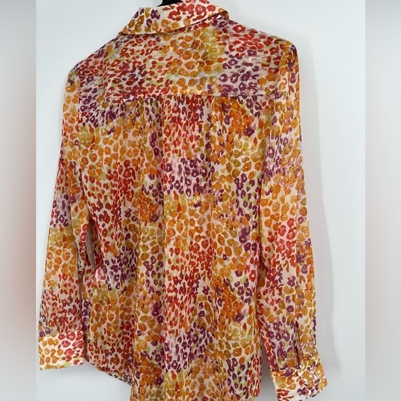 Chico’s Crinkle Chiffon Shirt Animal Print Sheer Sunburst Size 0 NWT $89.50 - Picture 5 of 5